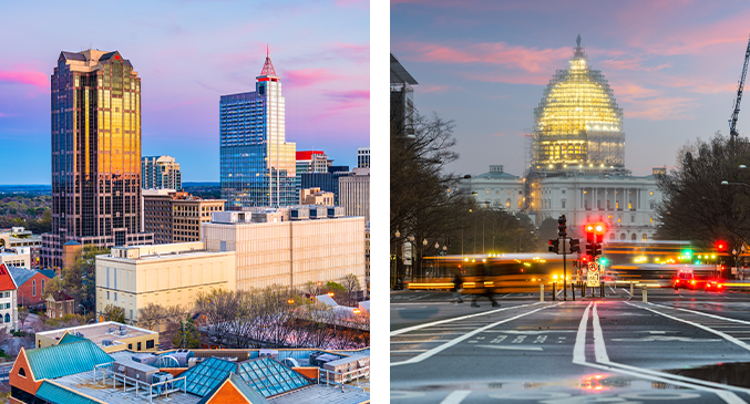 About-Us-Market-Expansion-Image-6-NC-DC This image showcases the landscape of North Carolina and Washington D.C. It's too illustrate PrestigePEO's presence in these markets. This image is on the about us section of PrestigePEO's website.
